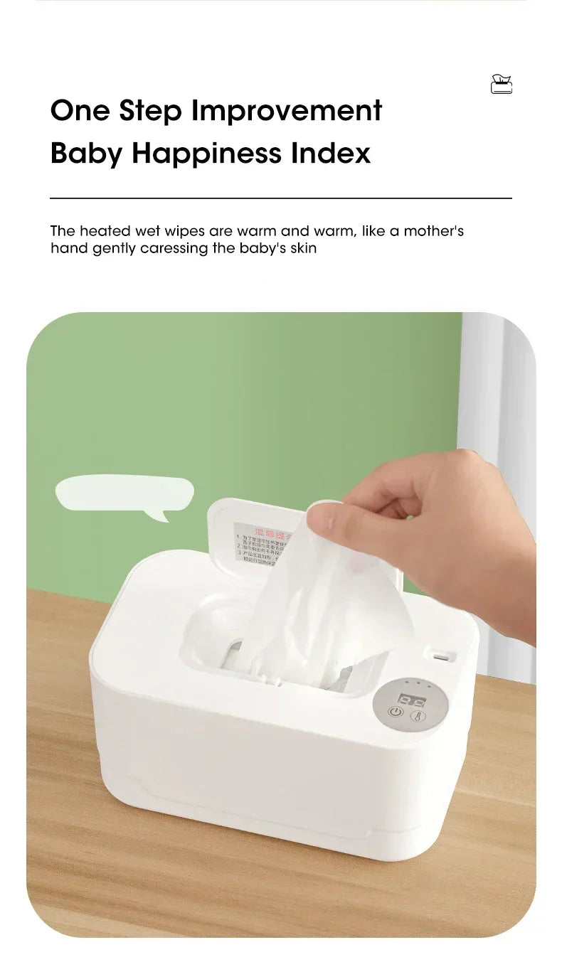 Portable USB Baby Wipe Warmer With LED Display Wet Towel Dispenser Heating Box For Home Car Travel Diaper Changing