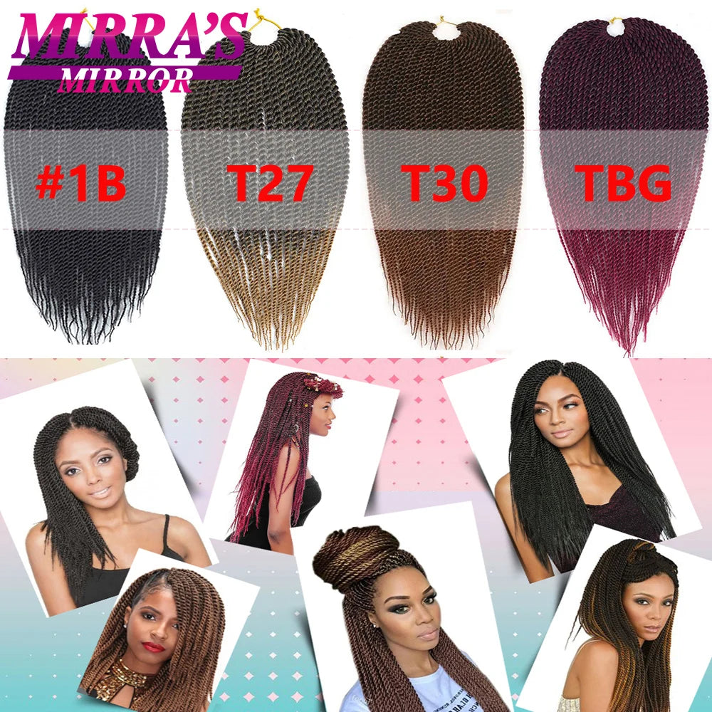 Senegalese Twist Crochet Hair 14/18/22 Inch Synthetic Mini Senegalese Crochet Braids for Black Women 30 Roots/Pack Braiding Hair