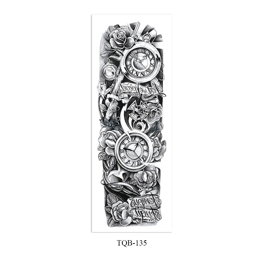 Waterproof Temporary Tattoo Stickers Clock Eye Large Arm Tattoo for Men Women Tiger Animal Fake Tatoo Sleeve