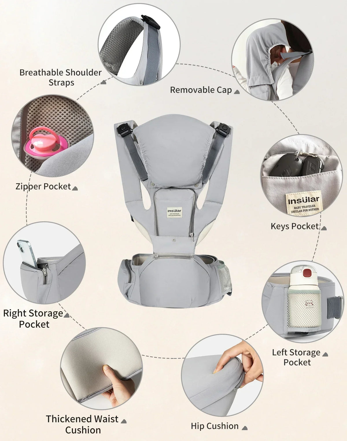 Baby Four Seasons Style Carrier Multi-functional Child Waist Stool Breathable Waist Stool With Hip Seat Front Hold Portable 0-2Y