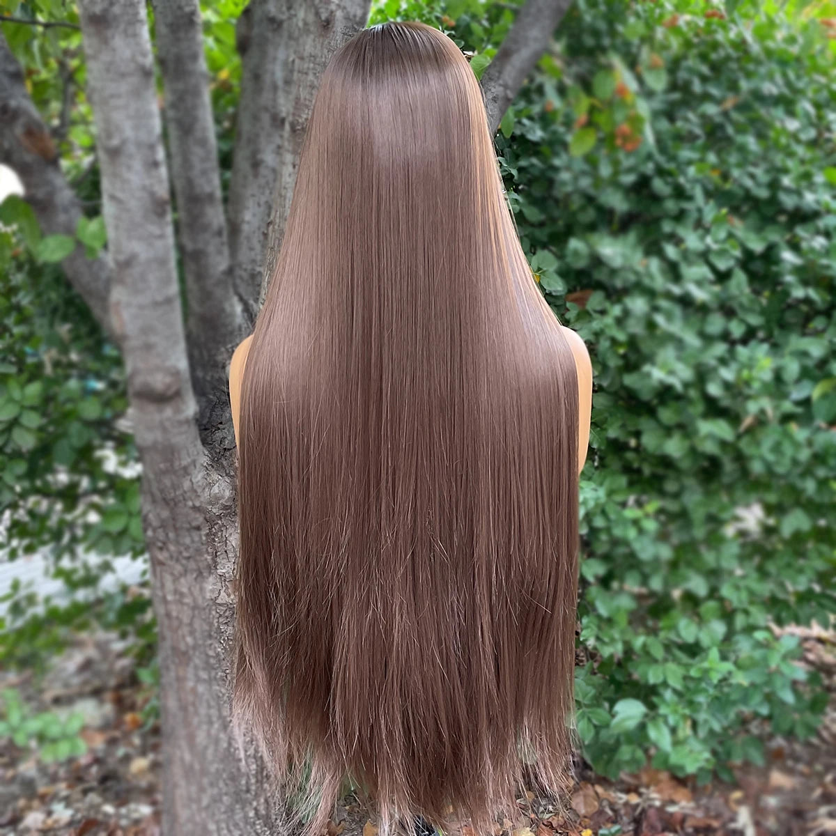 Natural Brown Synthetic Hair Full Lace Wigs for Black Women Heat Resistant 26 Inch Long Straight Full Hand Tied Free Part 150%