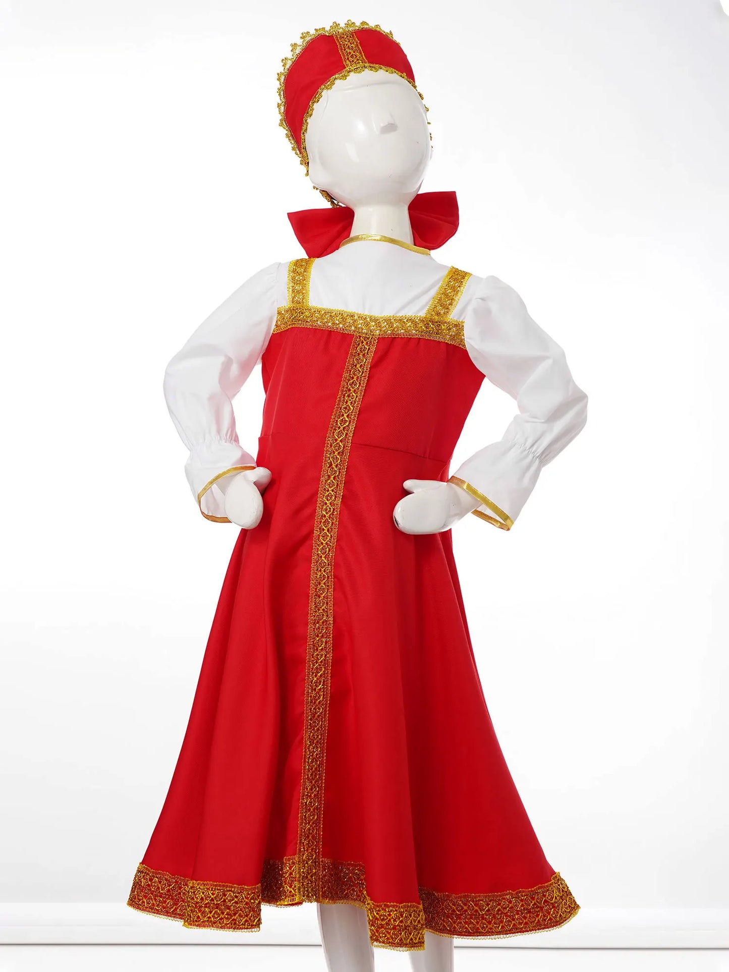 Kids Girls Russian Traditional Dance Costume Halloween Cosplay Festive Party Outfit Russian Fancy Dress with Headpiece Set 2-8Y