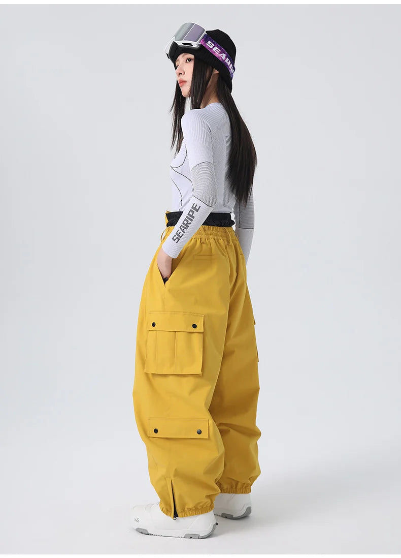 2026 Searipe Workwear Ski Pants Women's New Style Single Board Loose Snow Pants Waterproof and Cold Proof Men's 3L Snow Suit