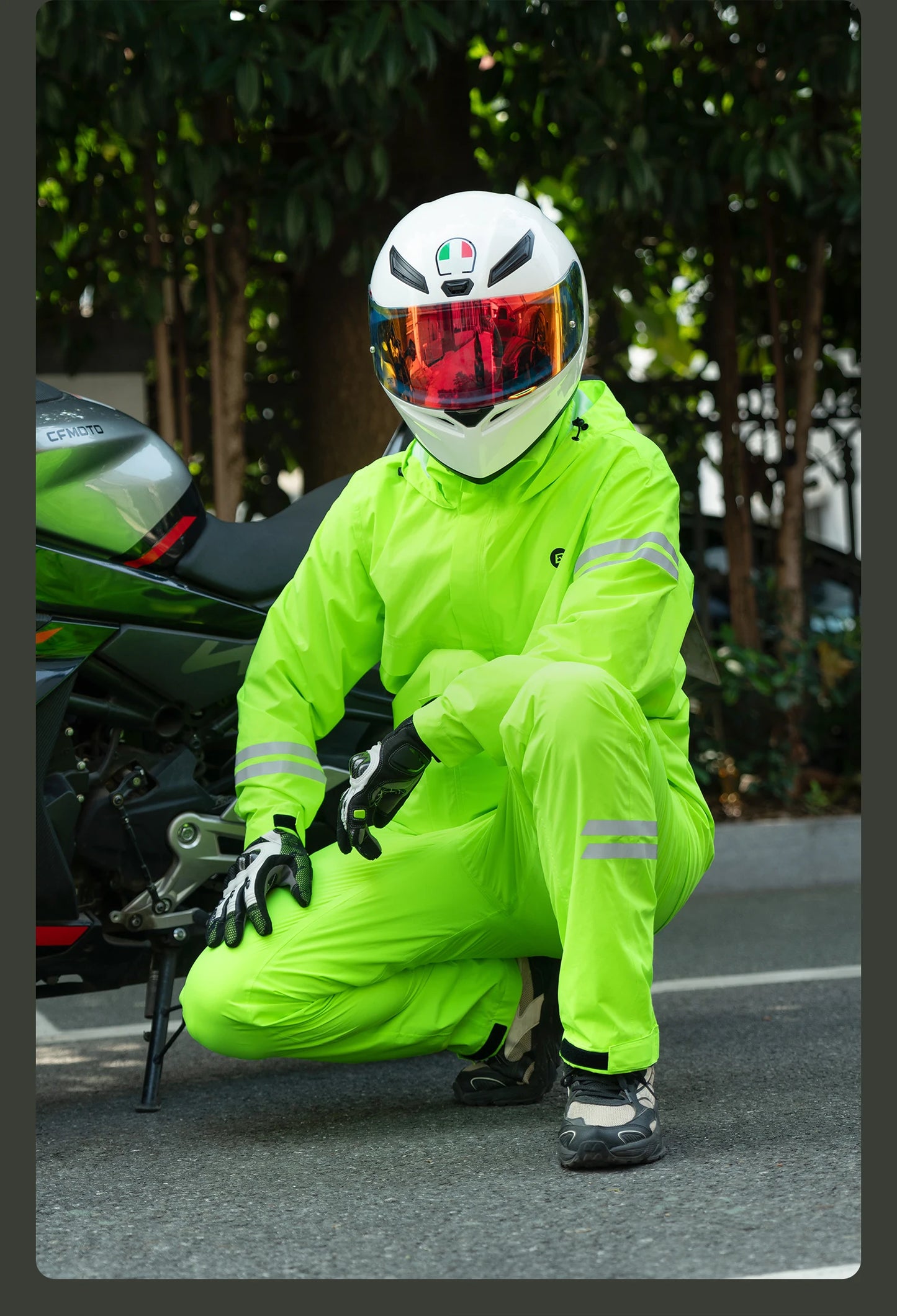 ROCKBROS Rainproof Cycling Suit Breathable Raincoat Hoodie Jacket Waterproof Pants Trousers Men Outdoor Sports Cycling Clothing