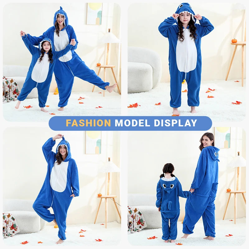 Blue Shark Onesie Jumpsuit Anime Adult Cosplay Halloween Costume Cosplay Carnival Children Pajamas Kigurumi Pijamas Kids Pyjamas