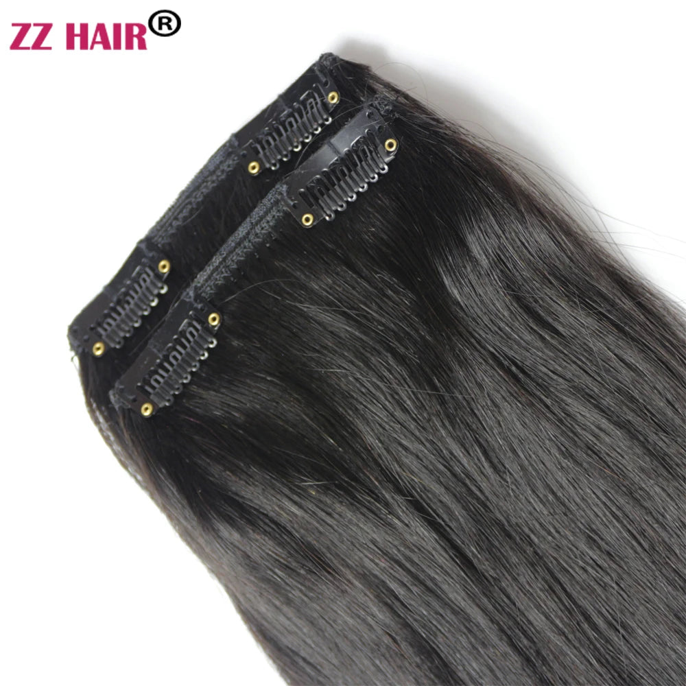 ZZHAIR 100% O Brazilian Human Remy Hair Extensions 16"-24" 2pcs Set 70g 80g Clips-in Two Pieces 2x10cm Natural Straight