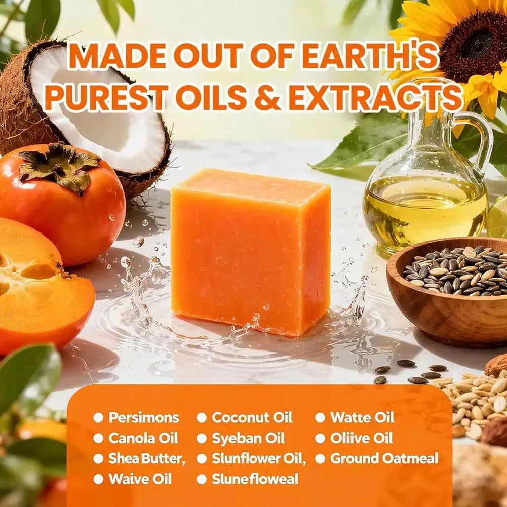 Handmade Persimmon Soap 100g  Essential Oil Deep Cleaning Body Soap Fragrance for Hygienic Cleanliness