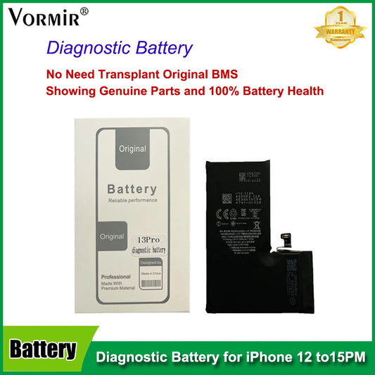 5Pcs/lot Diagnostic Battery For iPhone 12 14 13mini 15ProMax Show Genuine Parts 100% Healthy No Need Older BMS No Message Pop Up