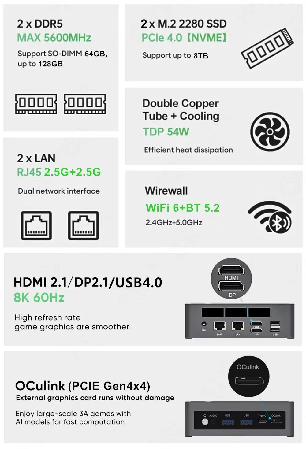 Topton Mini PC Gamer Intel Ultra 9 285H ES 7 255H ES 5 235H ES OCuLink USB4 2x2.5G LAN 2xNVMe Desktop Computer Windows 11 WiFi6E
