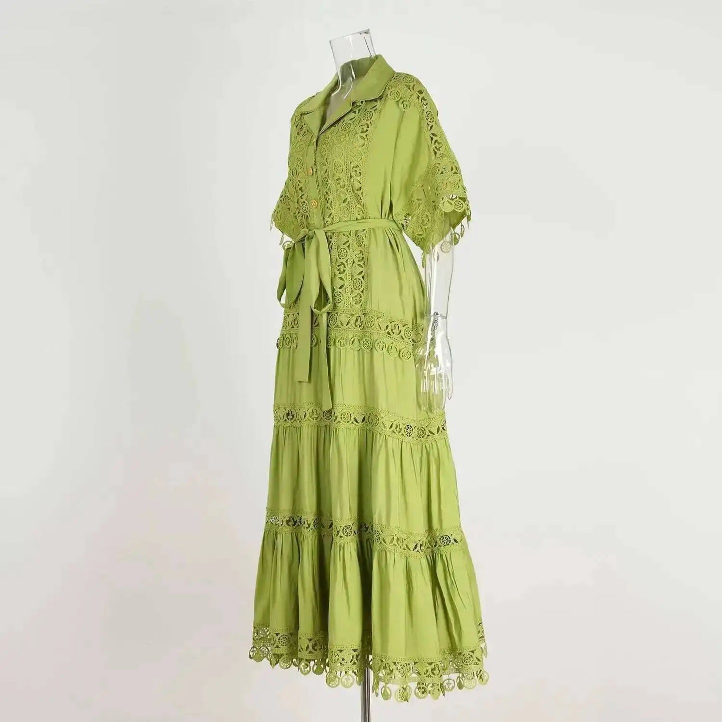 Luxury Long Maxi Dresses Shirt Women 2025 Summer Holiday Lace Embroidery Cotton Loose Big Size Hollow Out Wedding Dress White