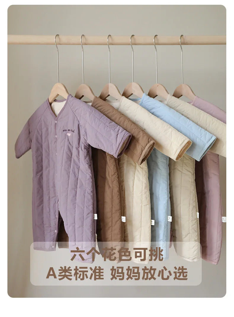 New Embroidered Baby Romper Autumn Winter Thicken Cotton One-piece Bodysuits for Boys Girls Outdoor Cotton Jacket Jumpsuit