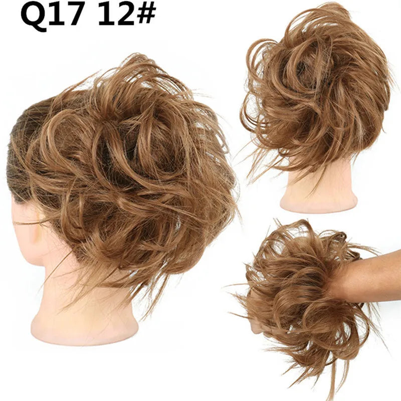Synthetic Hair Bun Extensions Messy Curly Elastic Hair Scrunchies Hairpieces Synthetic Chignon Donut Updo Hair Pieces for Women