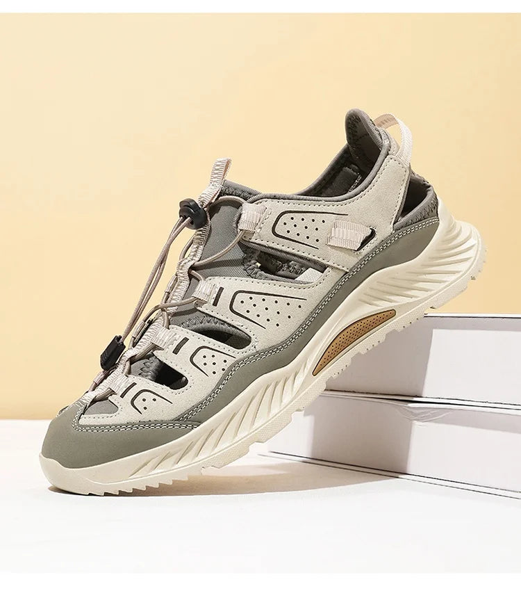 Outdoor Men's Leather Sandals Non-slip Men's Casual Sneakers Comfortable Beach Sandals Summer Men's Breathable Wading Shoes