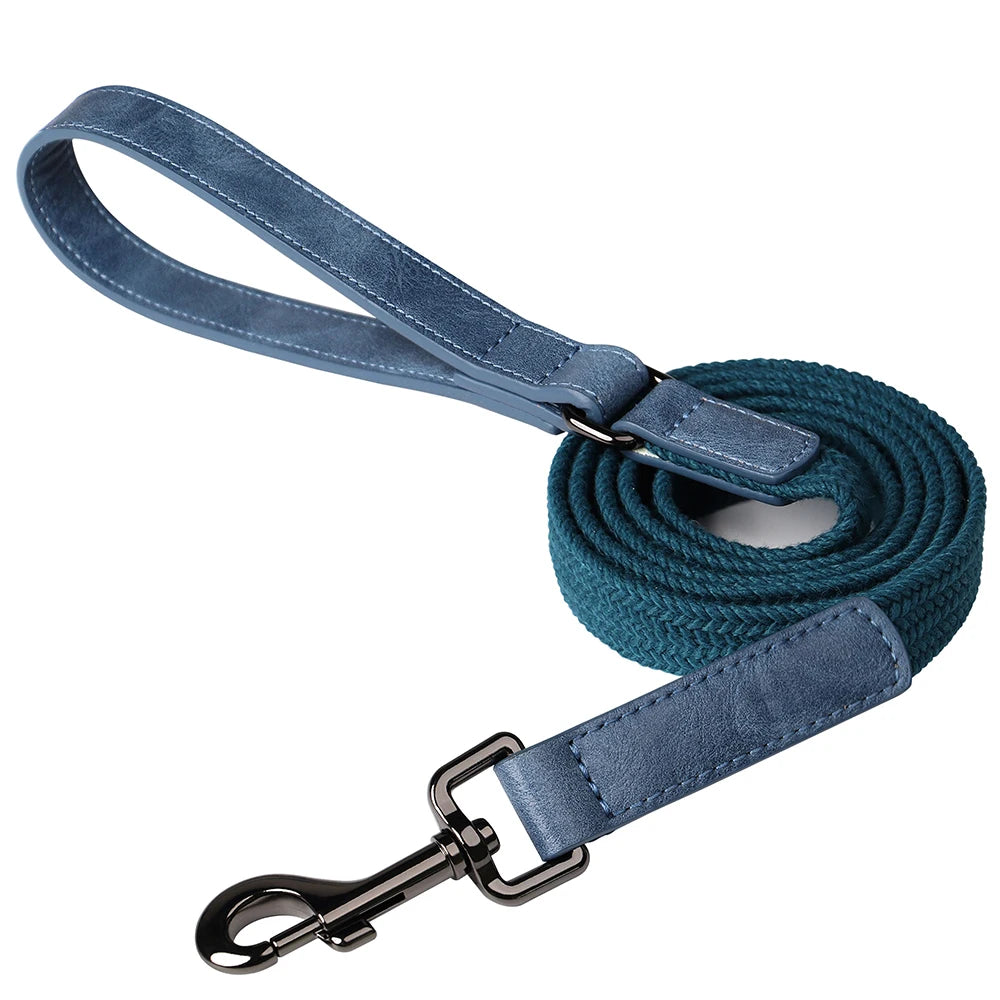 Retro Dog Collar Leash Set Custom Nylon Dog Collars With Walking Lead Rope Adjustable Pet Necklace for Small Large Dogs Durable