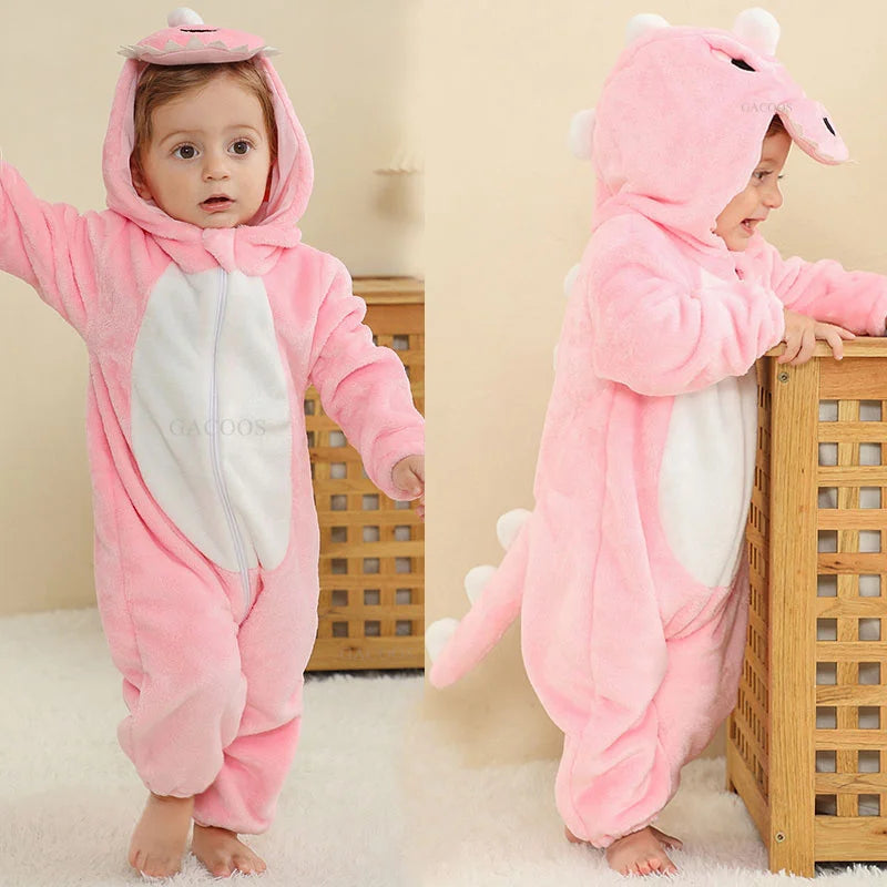Baby Kigurumi Penguin Lion Cat Animal Cosplay Costume Winter Plush Jumpsuit for Toddler Boys 1 to 2 3 4 Years Baby Girl Outfits