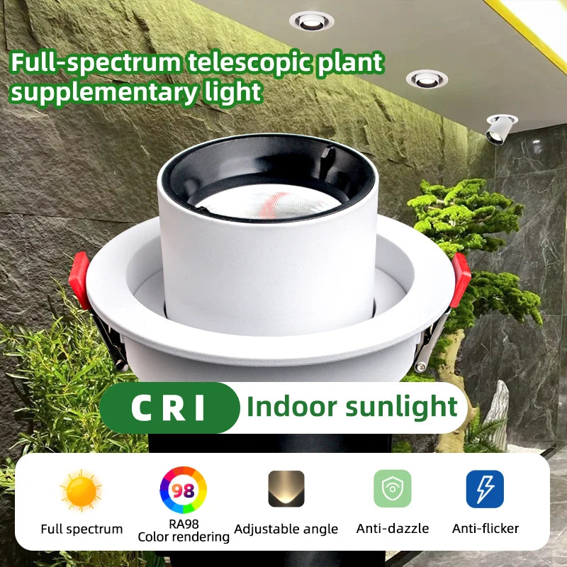 Full Spectrum Plant Fill Light Embedded Spotlight Tube Light Adjustable Angle Indoor Simulated Solar Green Plant Growth Light