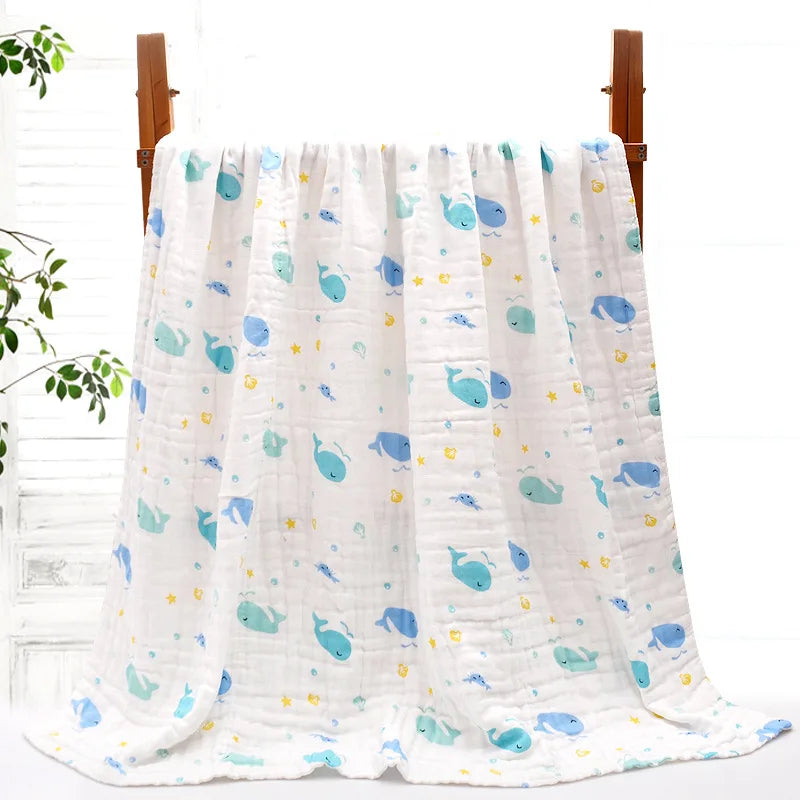 Baby BathTowel Boys Girls 100% Cotton Children Baby Towels Blanket For Newborn Bathrobe 6 Layers Gauze Washcloth Infant Swaddle