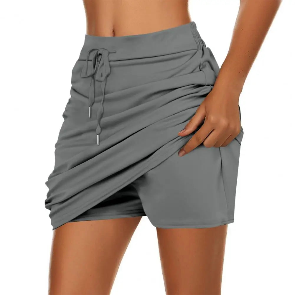 Women Golf Tennis Skort with Inner Shorts High Waist Wide Waistband Solid Athletic Skirt Sports Inner Bike Shorts Women Skort