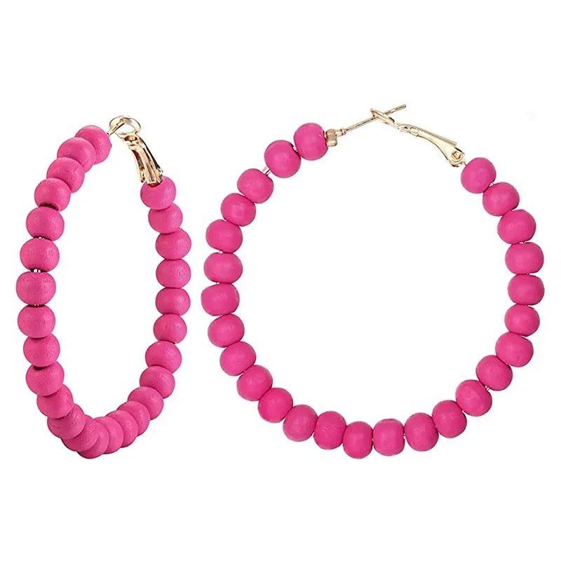 Bohemian Pink Geometric Earrings Women Summer Vacation Fashion Jewelry Classic Pendant