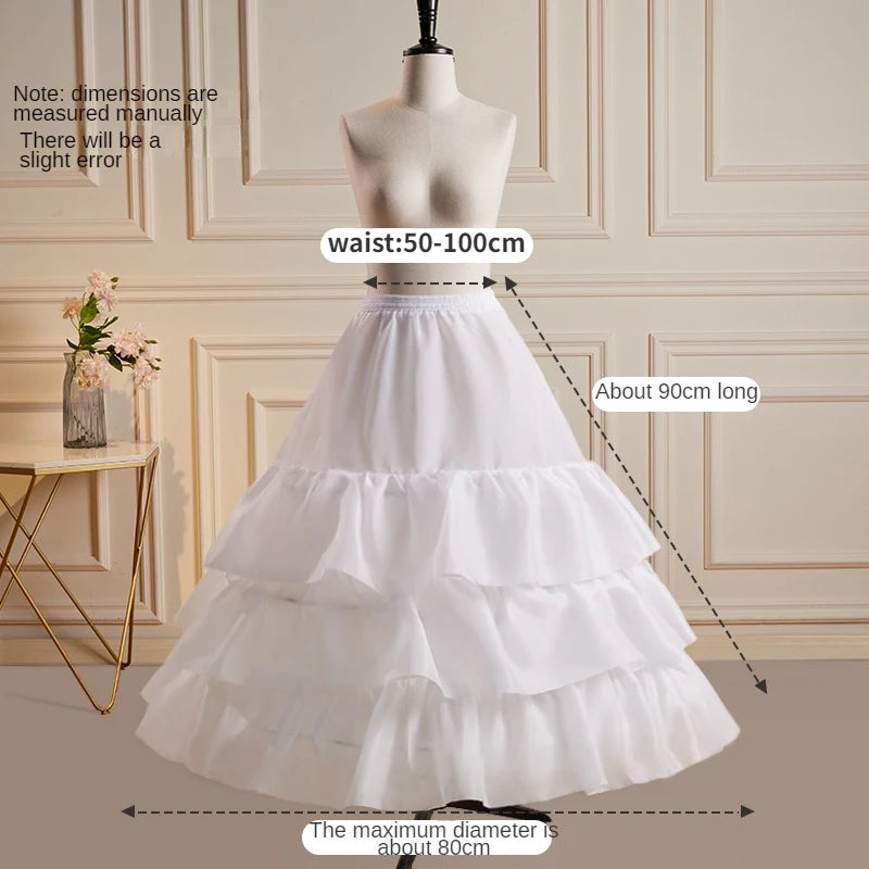 Bridal Petticoat Crinoline Underskirt Women with 3 Hoops Bone and With Ruffles for Wedding Dress Ball Gown