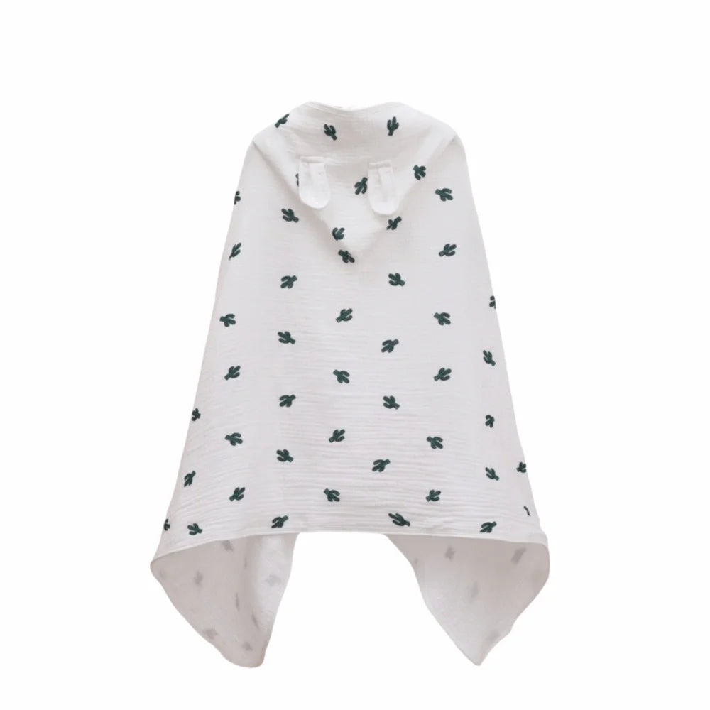 Warm Cartoon Printed Baby Gauze Bath Towel Four Layer Soft Cartoon Cloak Towel Comfortable Absorbent Hooded Bathrobe Children