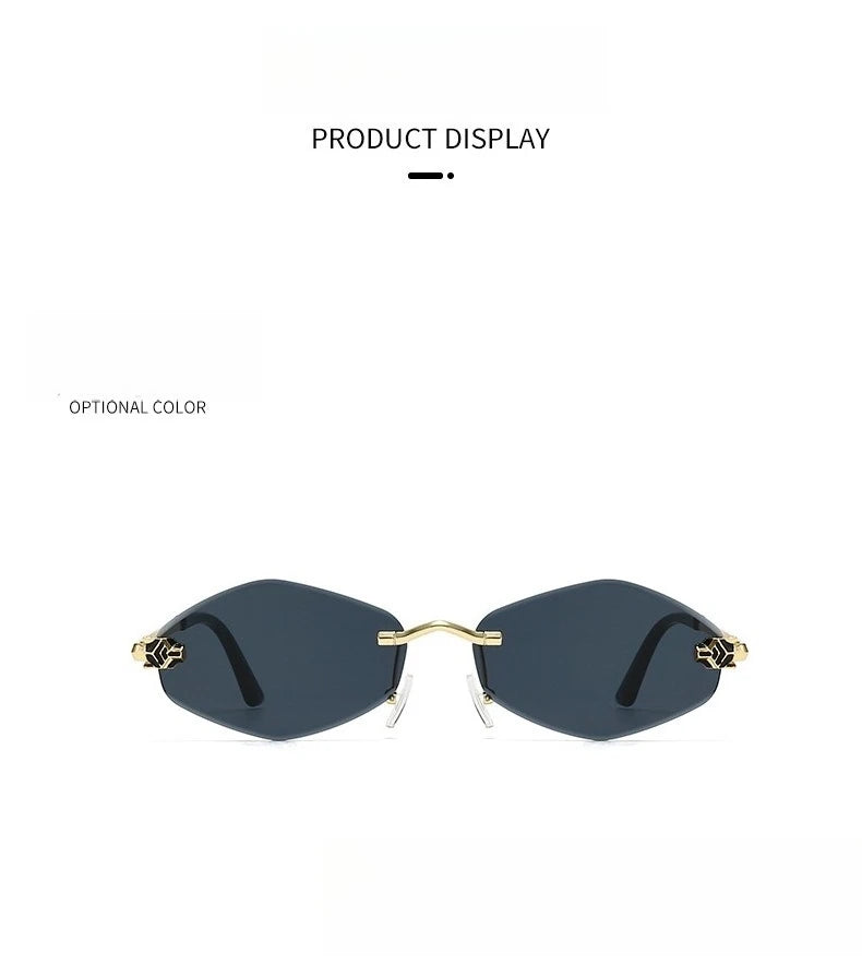 Popular Fashion Women Men Shades Rhombus Sun Glasses Female Male Summer Traveling UV400 Rimless Sunglasses Lentes De Sol Mujer