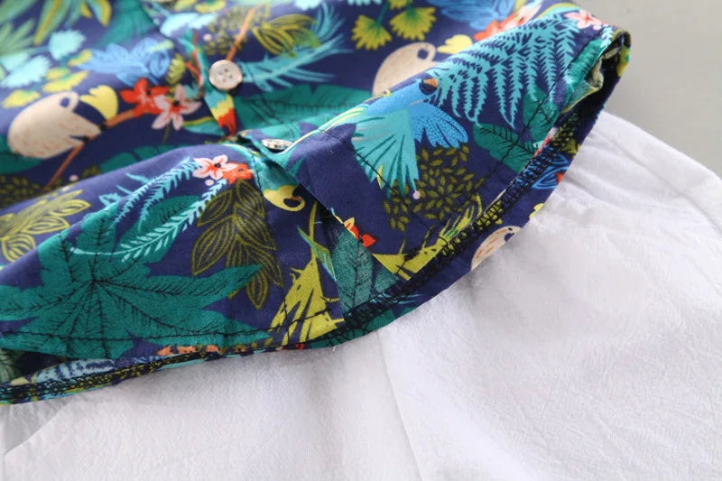 Baby Boy Clothes Baby Clothes 0-5 Years Old Summer Short-Sleeved Shorts Suit Baby Printed Shirt Casual Shorts Two-Piece Suit