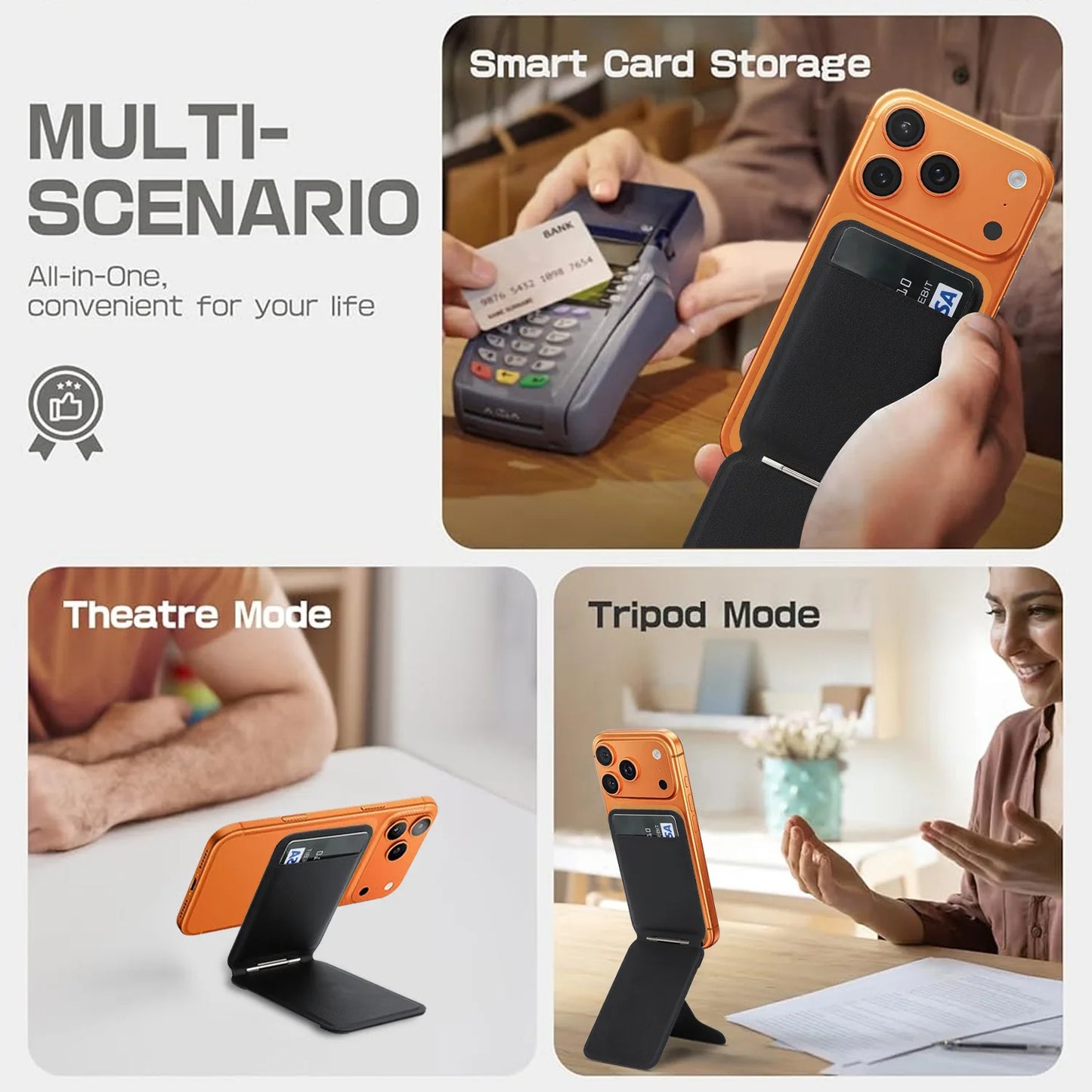 Functional Magnetic Card Holder Adjustable Stand Selfie Stick Compatible with MagSafe Card Holder