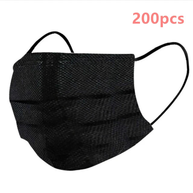 100-200pcs Black Kid Disposable Protective Mask 3 Layer Nonwoven Kids Filter Hygiene Thicken Children's Cartoon Face Mouth Masks