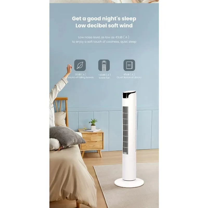 Electric Tower Fan Leafless Blades Remote Control US Plastic Household Floor Fan Box Installation Air Cooling Feature