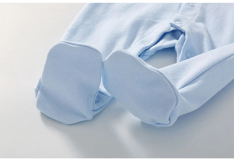 Unisex 5Pcs Newborn Baby Long Sleeve Cute Cotton Romper Jumper + Hats + Mittens+ Bib+Towel Infant Clothes Set
