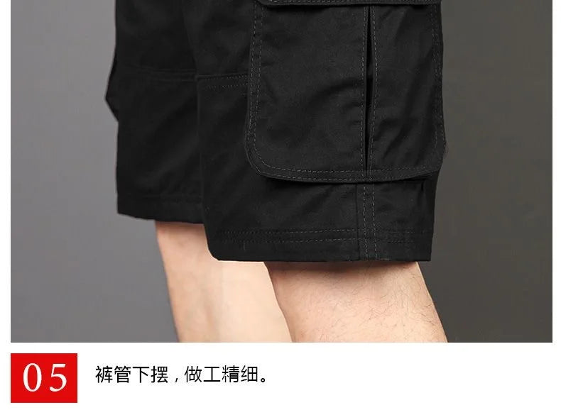 Summer Fashionable Sports Pure Cotton Straight Leg Multi-pocket Cargo Shorts Men's Casual Loose Plus Size High Quality Shorts
