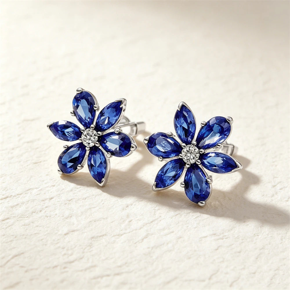 925 Sterling Silver Butterfly Flower Bee Lilac Leaf Zircon Earrings Suitable for Daily Wear as Women's Jewelry Holiday Gifts