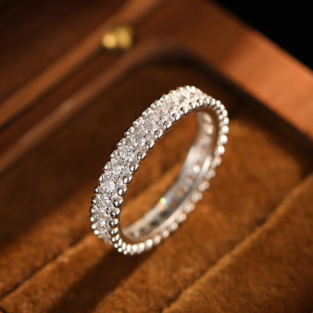 COSYA 1.2cttw Real Full Moissanite Ring D Color VVS1 Lab Diamond Band S925 Silver For Women Bridal Ring Wedding Fine Jewelry
