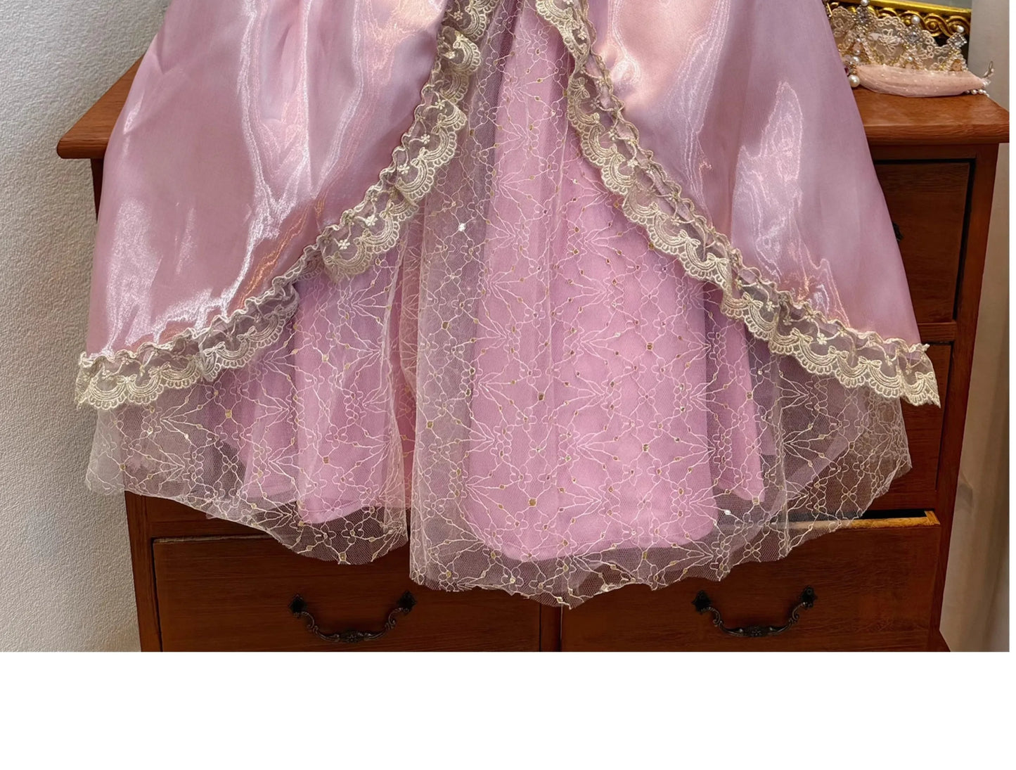 Kids Pink Aurora Princess Lolita Dress Halloween Costume Girl Sleeping Beauty Princess Cosplay Birthday Party Dresses for 2-12Y