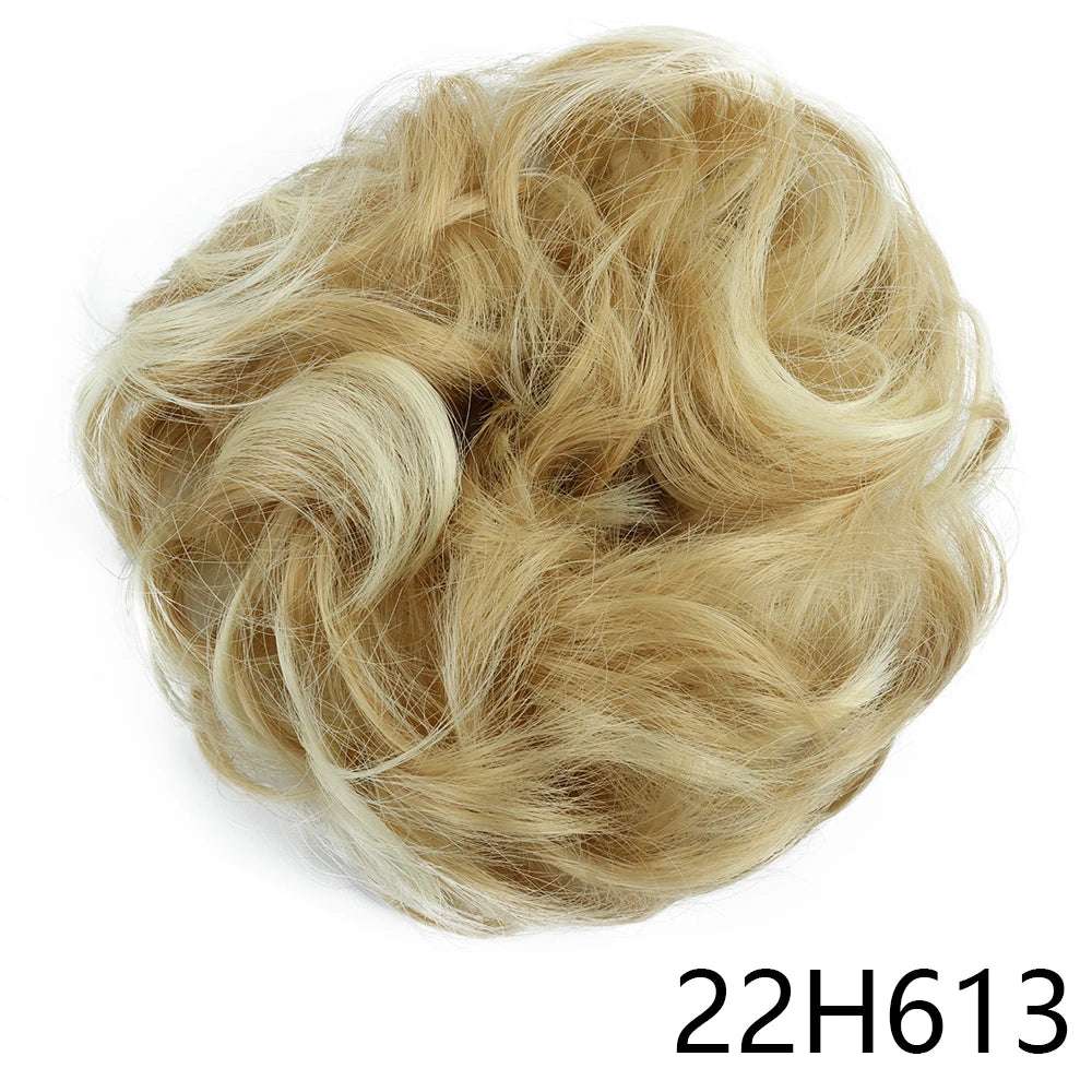 Synthetic Hair Bun Wig Donut Wavy Elastic Rubber Scrunchie Hair Pieces Ladies Ponytail Hair Extension Curly Wrap