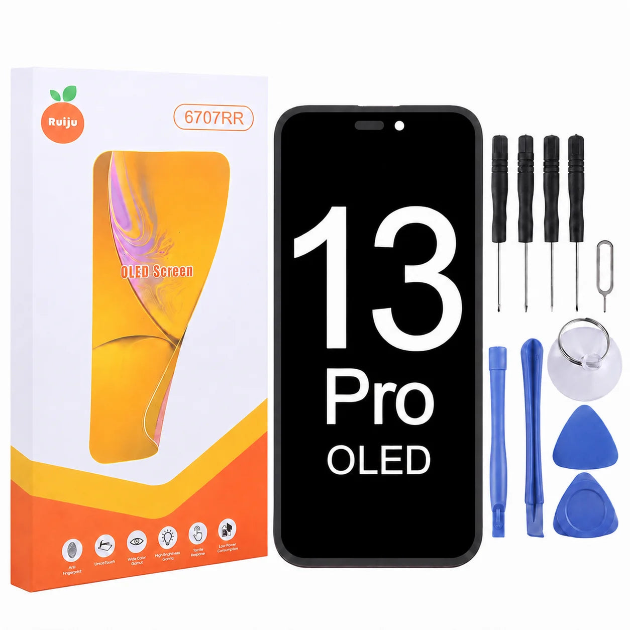 RJ Flexible Soft OLED Display for Iphone 12 13 14 15 16 Pro Max Plus Screen Touch Digitizer Assembly