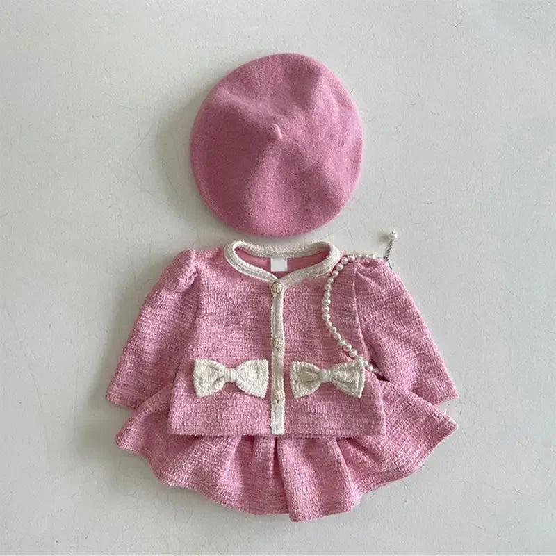 Baby's Sets Autumn Suit Fashionable Versatile Newborn Small Fragrance Style Autumn Two-piece Princess Clothes (excluding Hat)