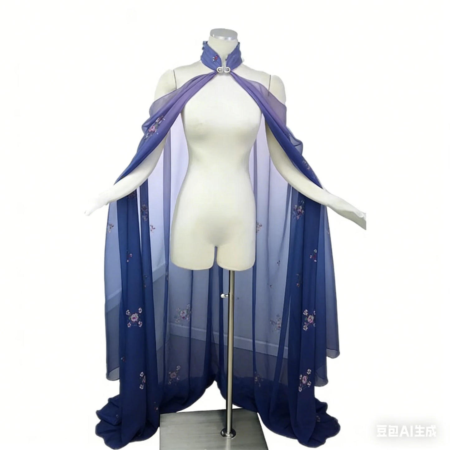 Halloween Costume Women Shawl Cape Cloak Medieval Neck Cape Shawl Cosplay Princess Witch Bride Party Chiffon Light Coat Robe