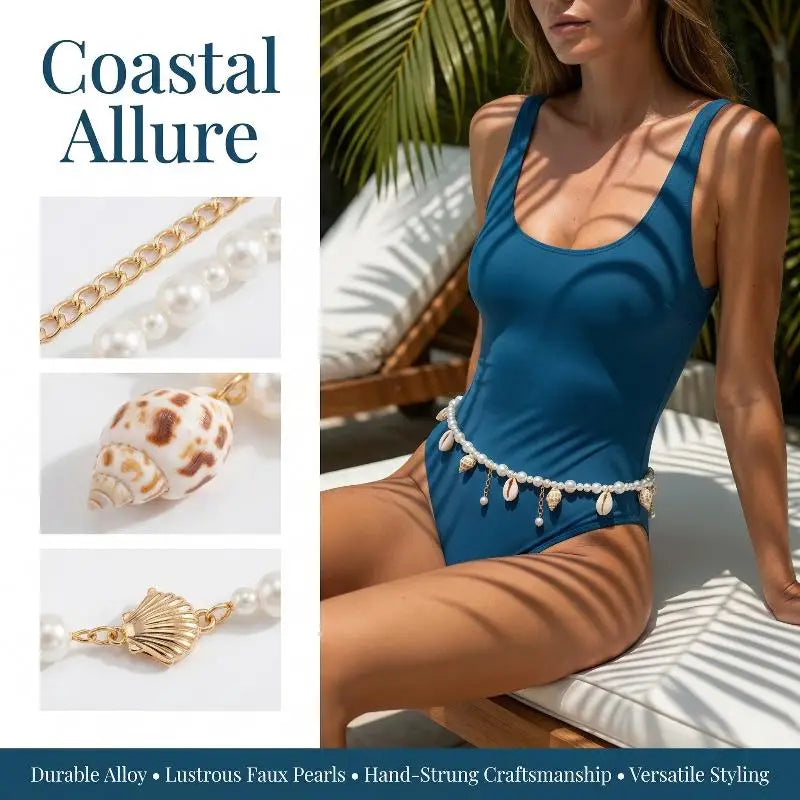 Pearl Belly Chain for Women Boho Waist Chains Sexy Summer Beach Jewelry for Swimsuit Body Accessory