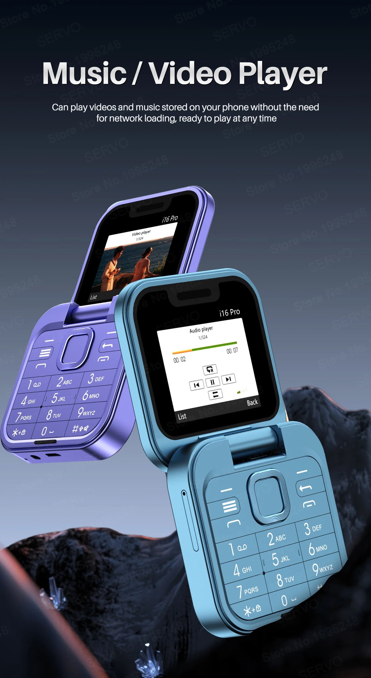 SERVO i16 PRO Flip Mini Mobile Phone Dual SIM Call Recording Speed Dial Magic Voice FM Radio 2G GSM Small Fold Button Telephones