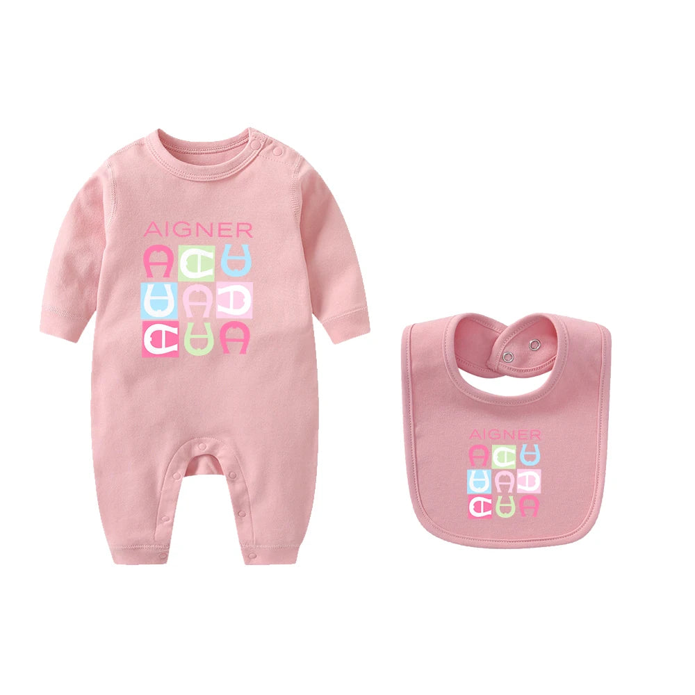 Popular jumpsuit for newborns in autumn, hot selling new design, soft scarf, scarf, hat, children's long sleeved jumpsuit
