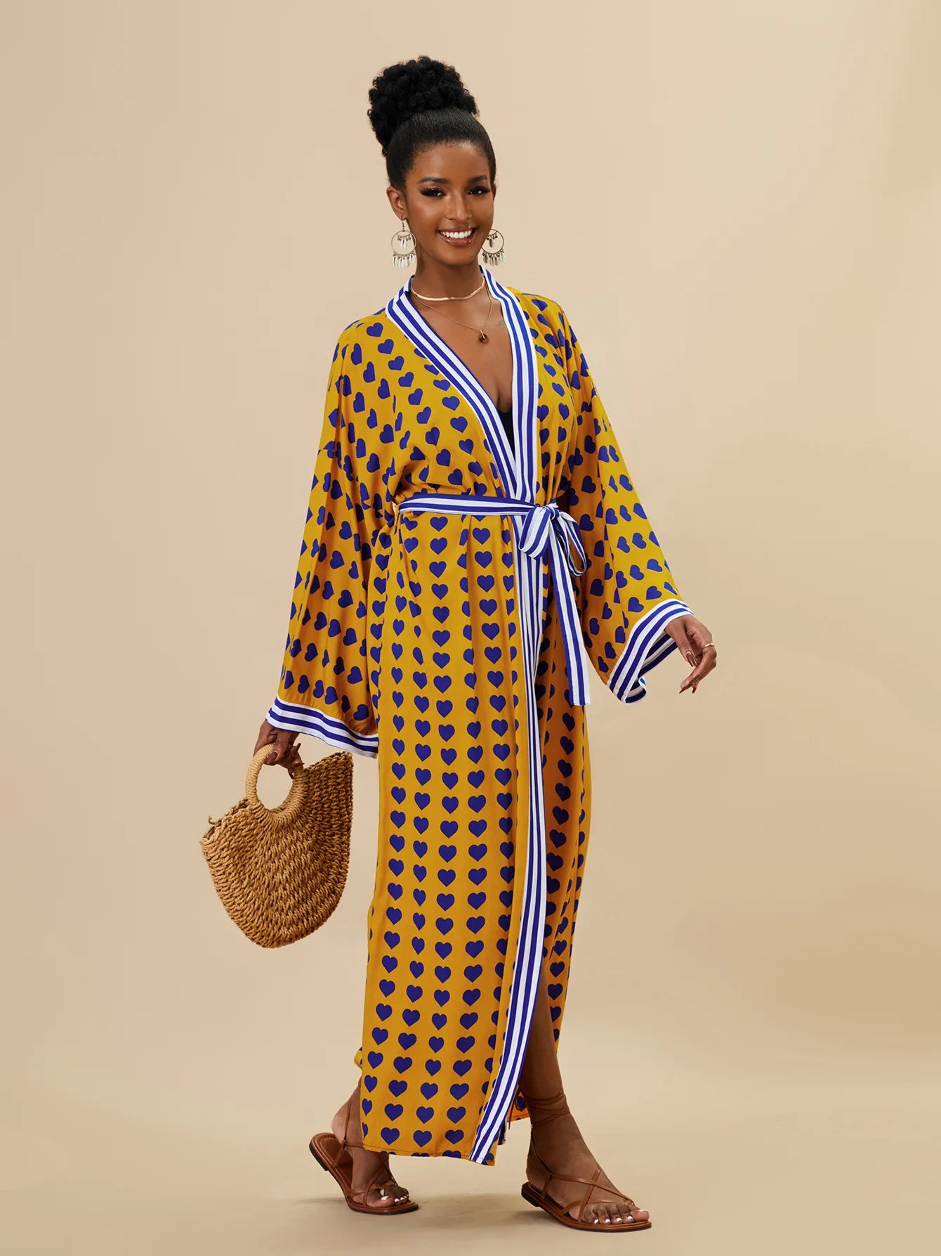 Zebra Beach Cover Ups for Women Long Sleeve Kimono Dress Self Belted Rayon Elegant Pareo 2023 Bathing Suits Holiday Beachwear