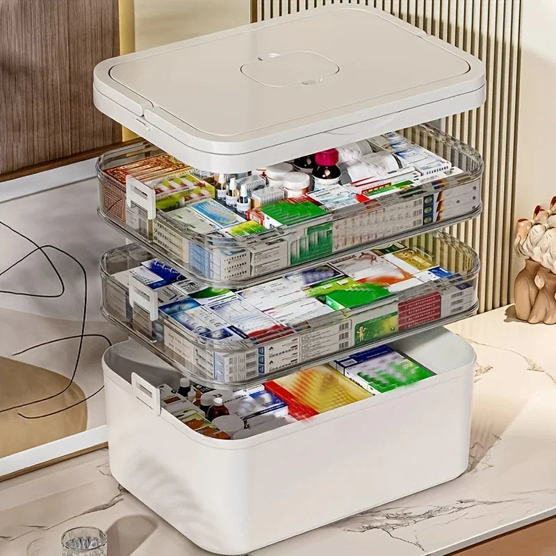 Large Capacity Multi-Layer Medicine Organizer and Usage Guide - Durable Waterproof Pill Box with Pill Storage Compartment
