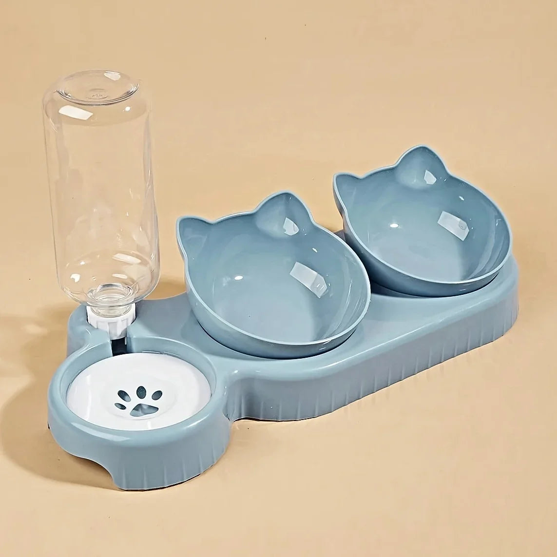 New hot selling cat bowl double bowl pet feeder with anti slip cat paw design, feeding supplies for cats and pets