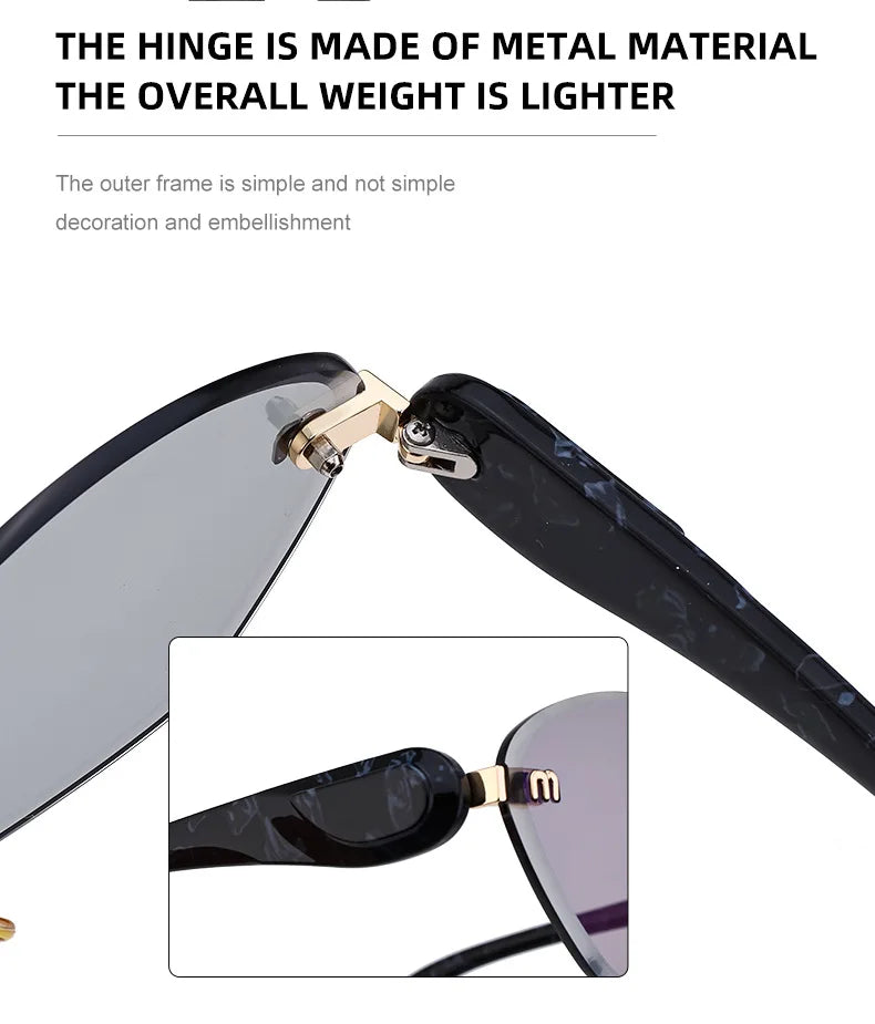 Fashion Retro Rimless M Sunglasses Brown Color Sunglasses Square Women Men Luxury Shade Gradient Rimless Summer Sun Glasses