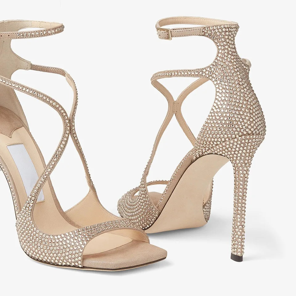 Summer New Fashionable High-heeled Women's Open Toed Sandals Dance Shoes Party Sexy 34-44 Large Women's Shoes