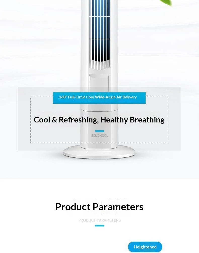 Bladeless Oscillating Tower Fan Quiet Remote Control USB Portable Adjustable Height Silent Bedroom Office Dorm Air Conditioner
