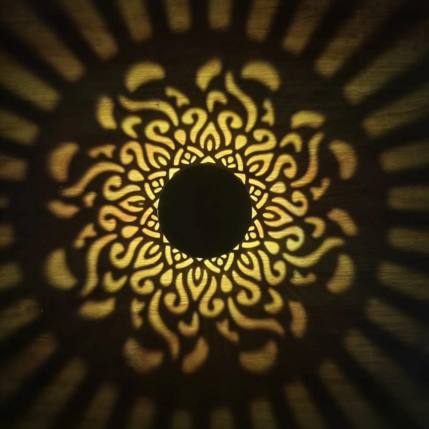 LED Solar Mandala Wall Lamp Openwork Projection Lawn Light Outdoor Garden Decorative Landscape Light for Garden Lawn Fence Porch