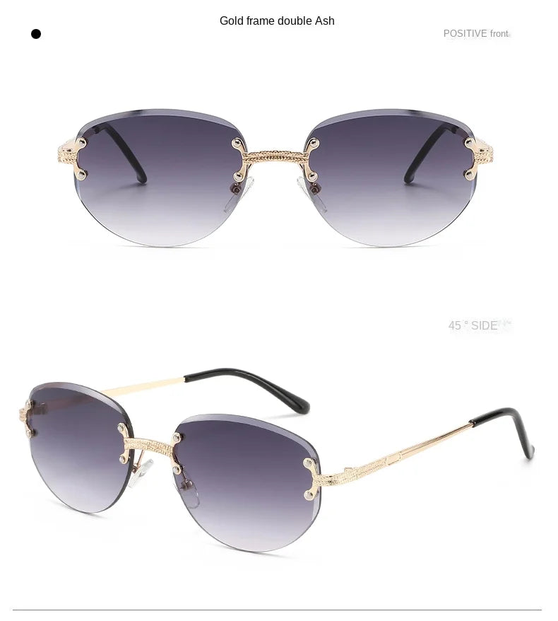 Rimless Sunglasses Irregular Fashion Popular Women Men Shades Small Square Sun Glasses for Female Male Summer Traveling Oculos